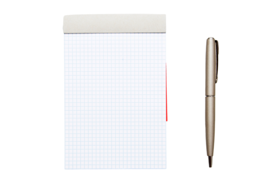block of notes on the desktop with the pen, space for text and messages