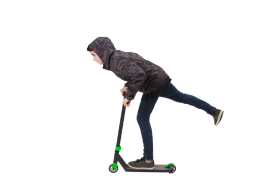 boy with scooter on background white - Powered by Adobe