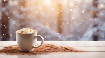 Obraz premium a cup of hot chocolate with whipped cream on top of it. generative ai