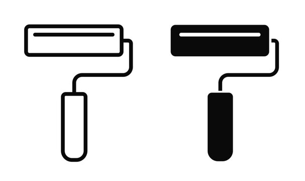 Paint roller painter equipment vector icons