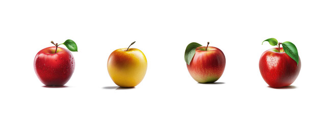 set of apples on white background PNG.