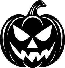 Halloween pumpkin silhouette vector illustration, Jack O Lantern isolated on white background. Scary orange picture with eyes.