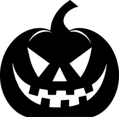 Halloween pumpkin silhouette vector illustration, Jack O Lantern isolated on white background. Scary orange picture with eyes.