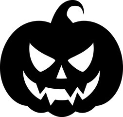 Simple Halloween scary pumpkin with funny face in flat style