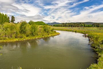 Wood River in countryside in Central Oregon