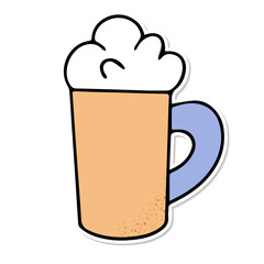 Sticker glass of beer isolated vector. Lager beer