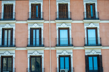 Walking in city center on summer sunny day in Madrid, Spain