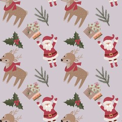 seamless pattern with christmas deer
