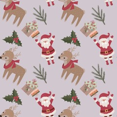 seamless pattern with christmas deer