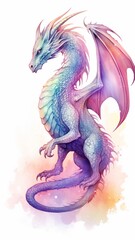 Fantasy pastel watercolor illustration of a dragon Ai generated art