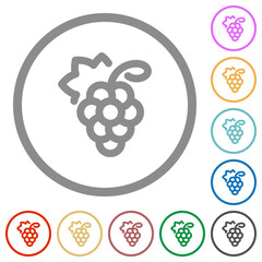 Grapes flat icons with outlines