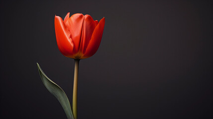 Solitary Vibrant Tulip Blossoming in Monochrome Serenity