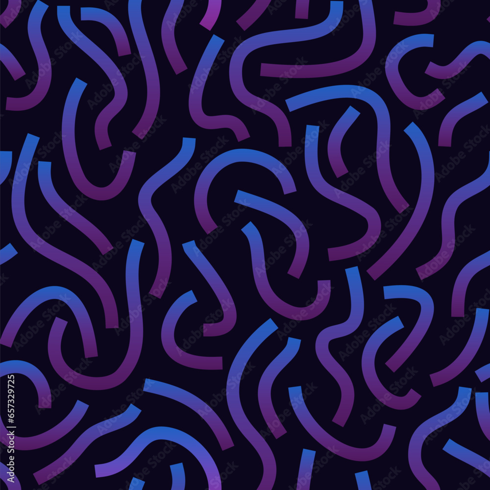 Poster purple and blue gradient curved lines isolated on white background. transparent bold squiggles.