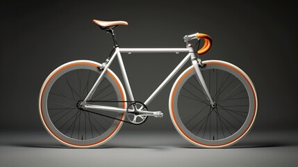a fixed gear bike with a minimalist design, a single-speed drivetrain, and details for the pedals and handlebars.