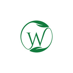 Letter W leaf nature tree organic hearble health business, logo, design, brand identity, flat logo, company, editable, vector