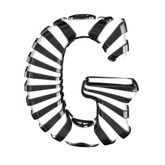 White symbol with black straps. letter g