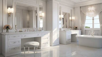Luxurious Master Bathroom with White Vanity 