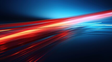 Red blue light trail isolated background. AI generated image - obrazy, fototapety, plakaty