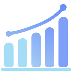 Minimal gradient icon showing bar and line charts, symbolizing growth, data analytics, and business performance.