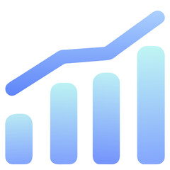 Minimal gradient icon showing bar and line charts, symbolizing growth, data analytics, and business performance.