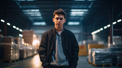 Confident Young Manager in Warehouse