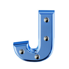 Blue symbol with metal rivets. letter j