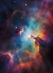 nebula in galaxy colorful clouds space background, made with Generative AI