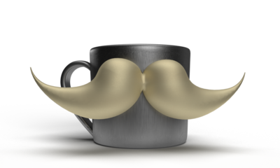 beard moustache golden yellow black dark silhouette color coffee cup symbol icon decoration father gentleman businessman man male person coffee cup lifestyle fashion november movember fun whisker icon