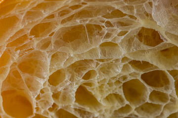 Closeup of cut croissant