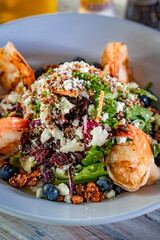Grilled Shrimp Salad with Cranberries and Blueberries.