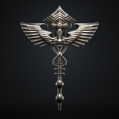 caduceus symbol in the style of detailed hyperrealism - obrazy, fototapety, plakaty