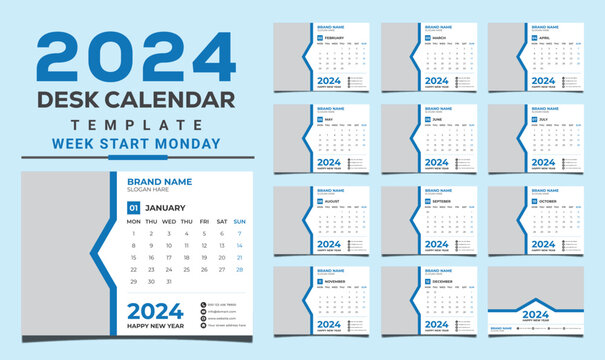 Desk Calendar Template 2024