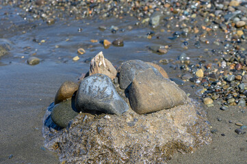 Cyprus island view of the beach and sea in autumn 2