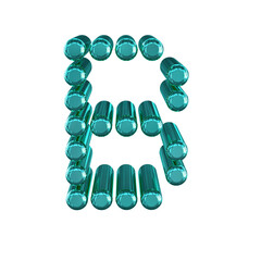 Symbol made of 3d cylinders. letter b