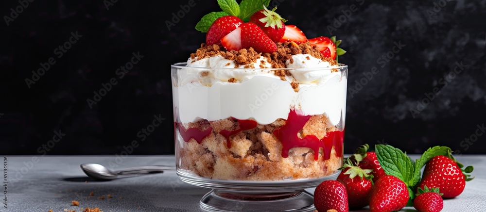 Canvas Prints Vegan parfait with layered berry and jam dessert With copyspace for text