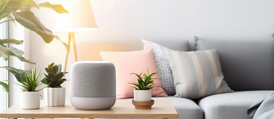 AI speaker in living room part of a smart home