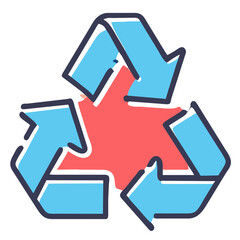 Recycling Logo in various shapes with Three Follow Arrows Forming a Triangle