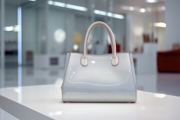 Fototapeta premium Indulge in luxury at a fashionable boutique, offering an exquisite collection of expensive designer handbags. Elegance, style, and glamour define this modern retail space, perfect for the stylish woma