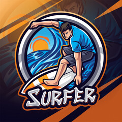 Surfer esport mascot logo design