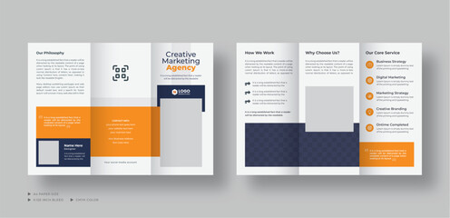 Modern business trifold brochure template, A professional design with a minimalist layout, Creative promotion tri-fold brochure vector design