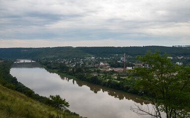 Fototapeta na wymiar View from the city of Zalishchyky. Dnister river. Youth Park. Ukraine