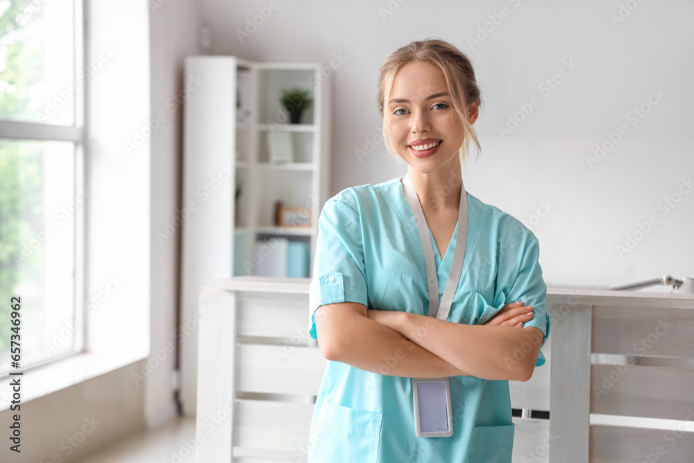 Canvas Prints Female medical intern in clinic