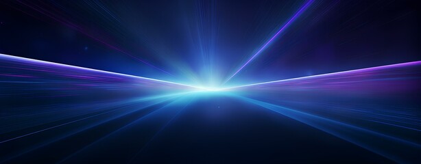 blue and purple laser light rays in an abstract space, in the style of dark blue, high horizon lines, two dimensional, abstract minimalism, realistic lighting, superflat style background.generative AI