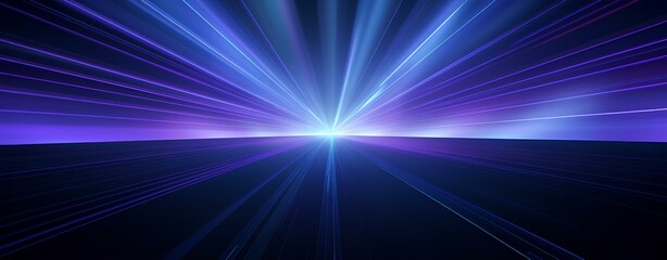blue and purple laser light rays in an abstract space, in the style of dark blue, high horizon lines, two dimensional, abstract minimalism, realistic lighting, superflat style background.generative AI