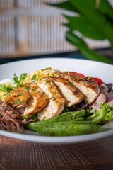 Chicken Salad with Avocado and Hard Boiled Eggs.