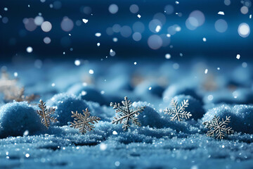 Winter snow background with snow flakes on the blue sky, winter backdrop, Winter christmas background