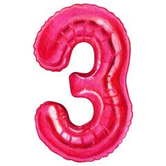 Watercolor hand drawn number shaped balloons