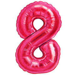 Watercolor hand drawn number shaped balloons