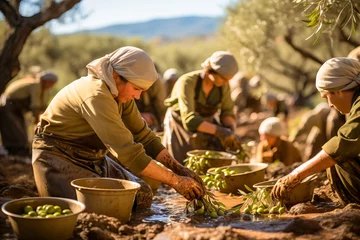 Gordijnen Aesthetic image of traditional olive harvest © FrankBoston