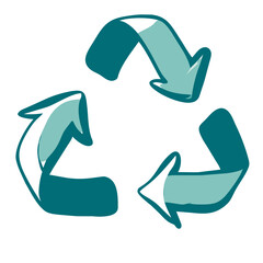 Recycling Logo in various shapes with Three Follow Arrows Forming a Triangle
